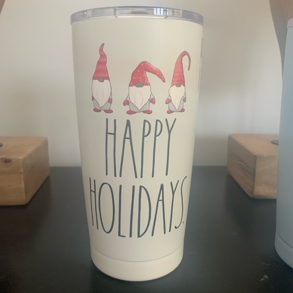Rae Dunn HAPPY HOLIDAYS stainless steel double insulated travel mug